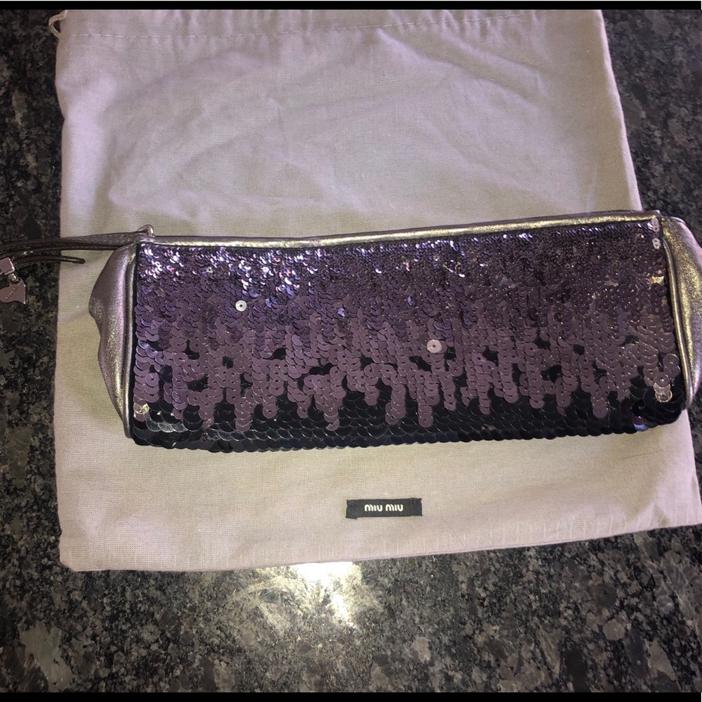 MIU MIU Granite Sequin Metallic clutch Evening Bag
